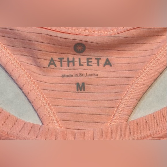 Athleta 🟣 NWT Size Medium High Neck Shadow Stripe Chi Tank in Energetic Peach - Picture 4 of 11